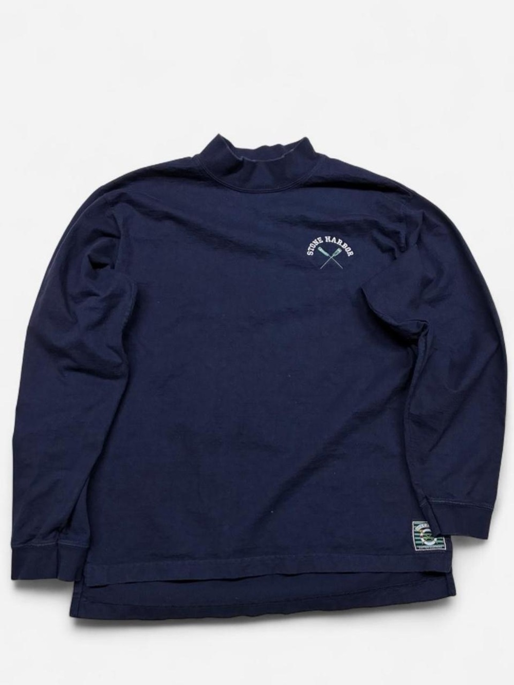 Vintage Navy Blue Stone Harbor Long Sleeve Turtleneck Mens Medium Breezin Up
